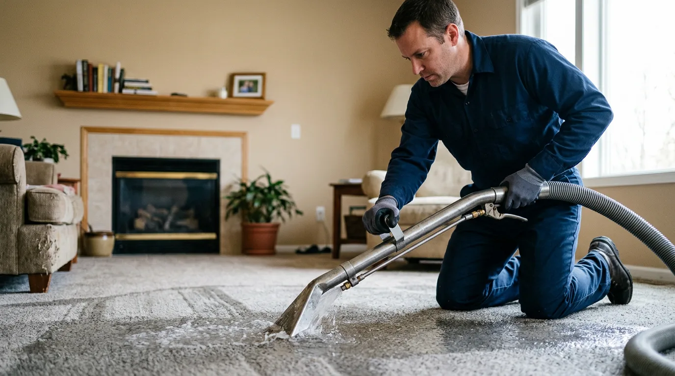 Water damage restoration technician working near Mandan, ND